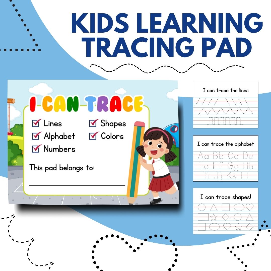 Kids Learning Tracing Pad – Alphabet, Numbers, Shapes & Colors