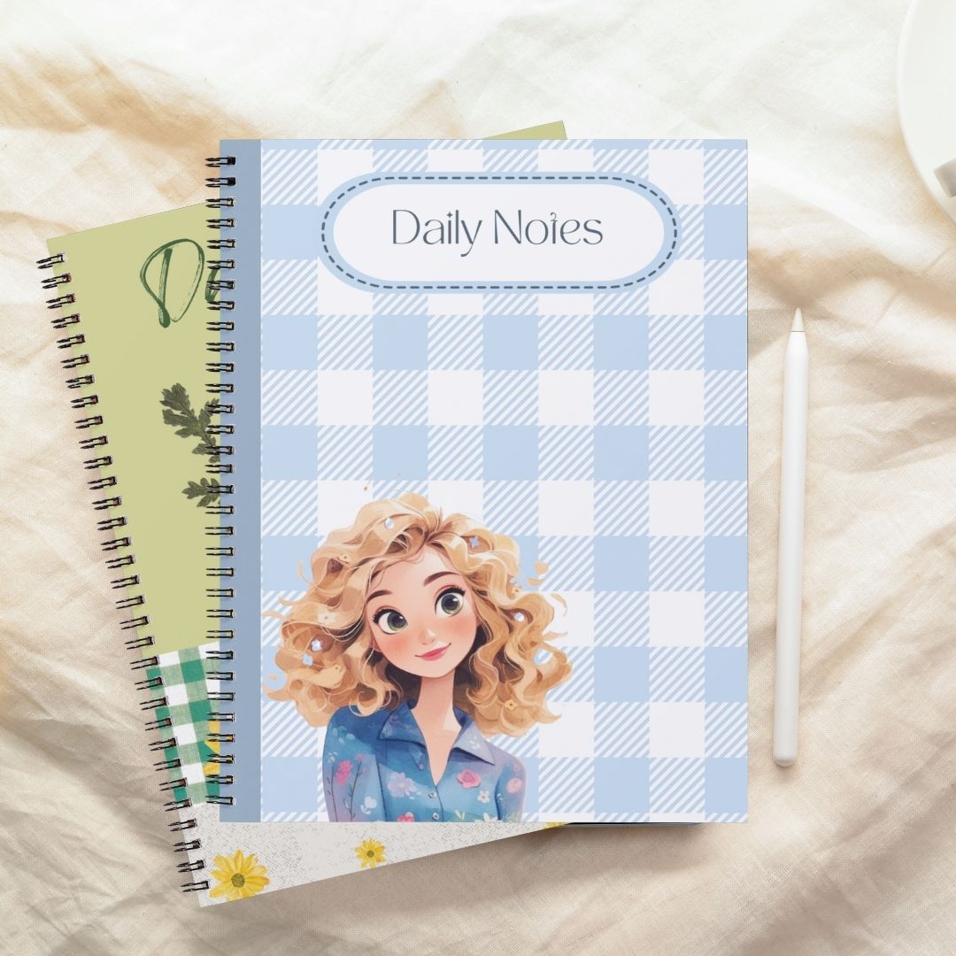 Cute Aesthetic Notebooks | Wire Bound Journals with Floral, Doodle and Girl Designs