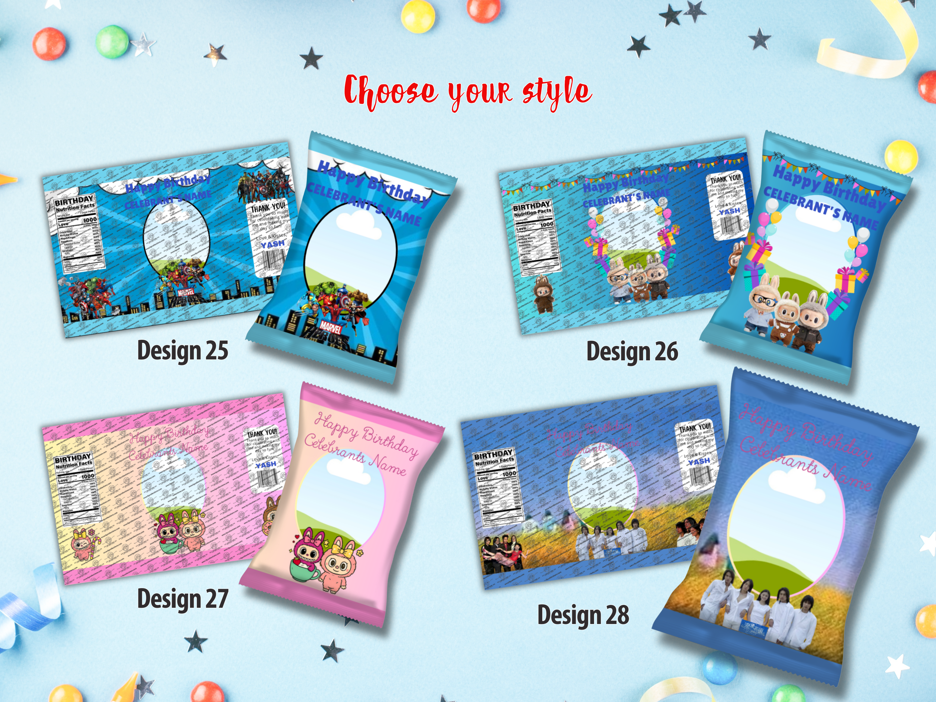 Customized Party Favor Chip Bags