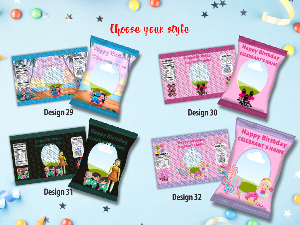 Customized Party Favor Chip Bags