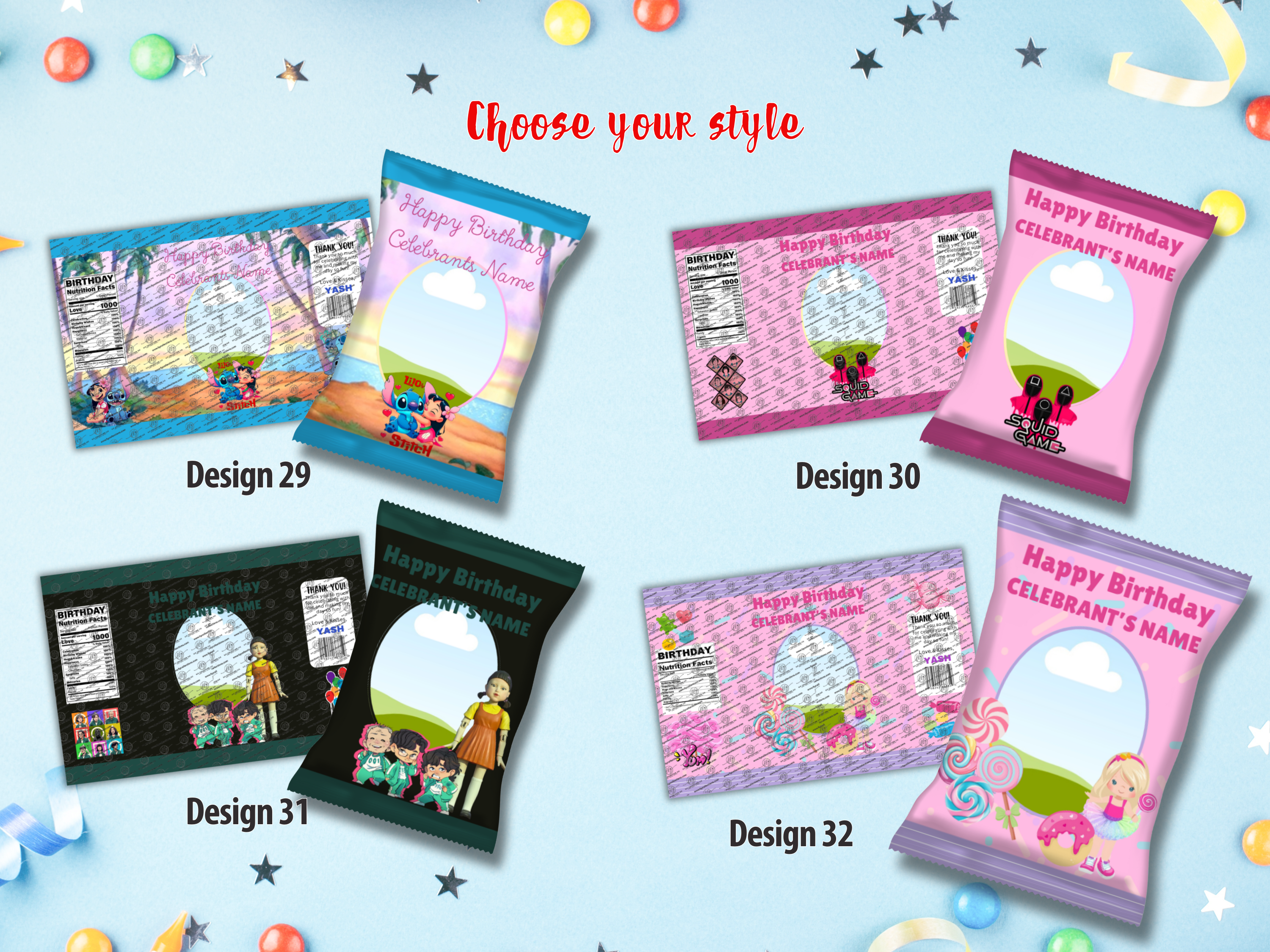 Customized Party Favor Chip Bags