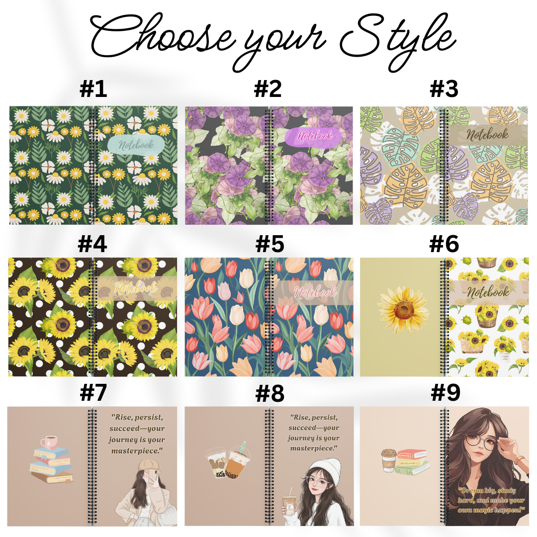 Cute Aesthetic Notebooks | Wire Bound Journals with Floral, Doodle and Girl Designs