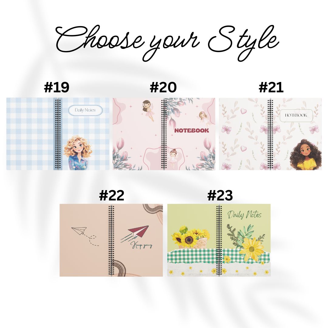 Cute Aesthetic Notebooks | Wire Bound Journals with Floral, Doodle and Girl Designs