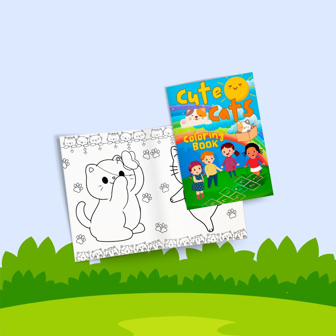 Pocket Coloring Book for Kids - Cute Cats & Vehicles