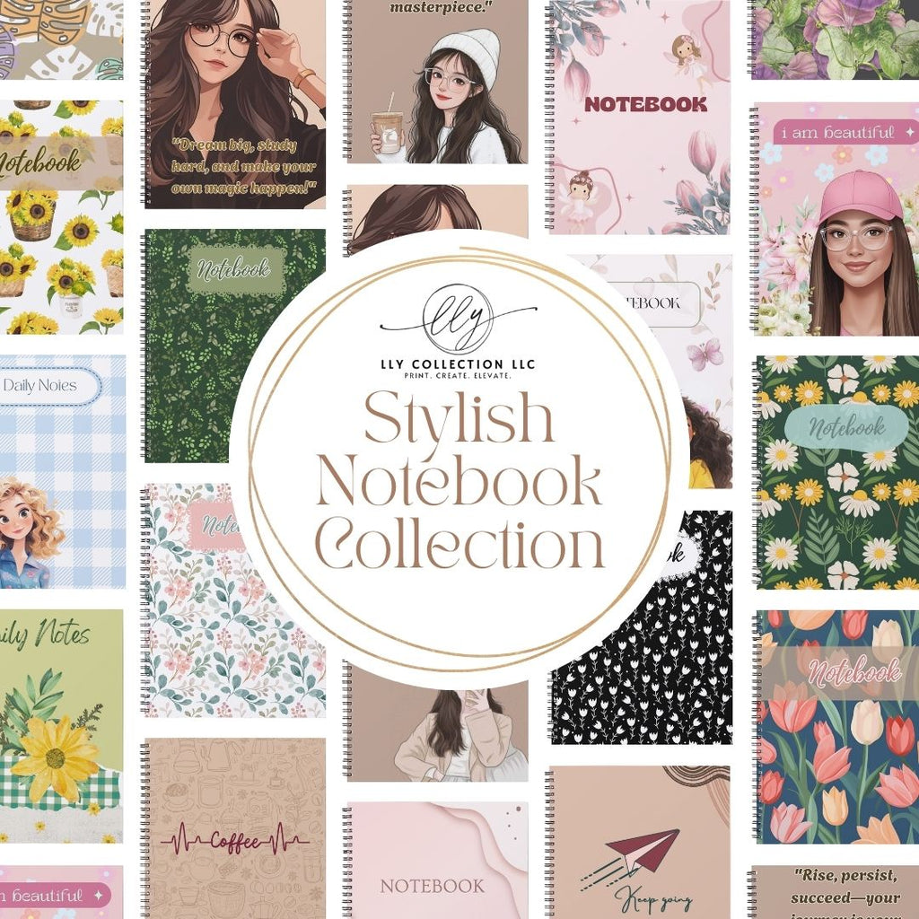Cute Aesthetic Notebooks | Wire Bound Journals with Floral, Doodle and Girl Designs
