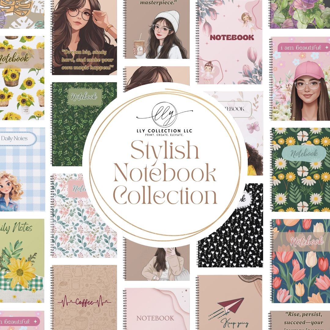 Cute Aesthetic Notebooks | Wire Bound Journals with Floral, Doodle and Girl Designs