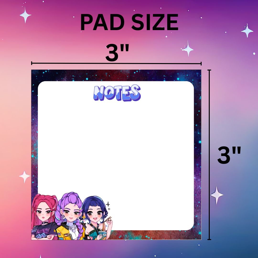 K-pop Demon Hunters Mini Notepad | 3x3” Notes | Cute Anime-Inspired Stationery
